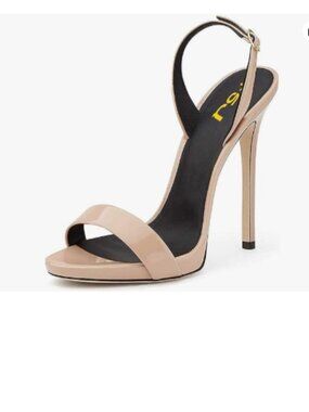 FSJ Tan High Heel Stiletto Sandal Back Strap Slingback Open Toe Evening Shoes